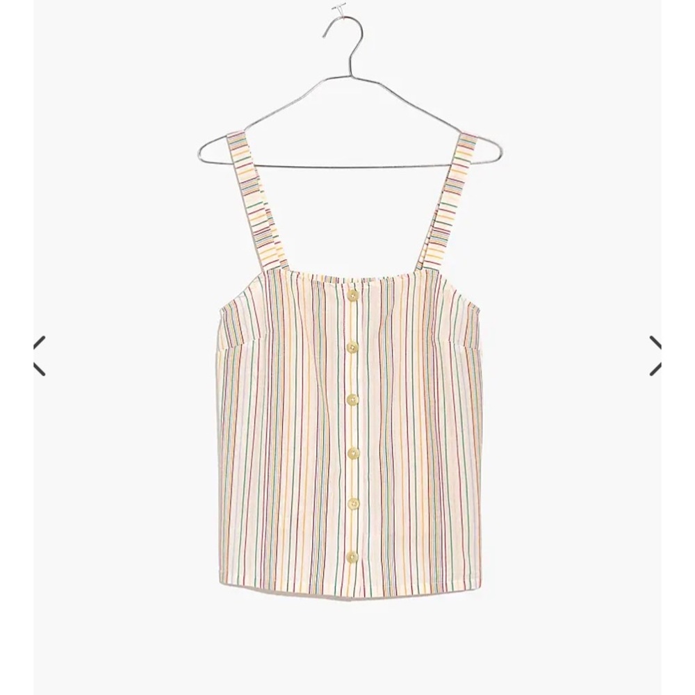 Madewell Button-Front Cami Tank in Textural Rainbow Stripe size L